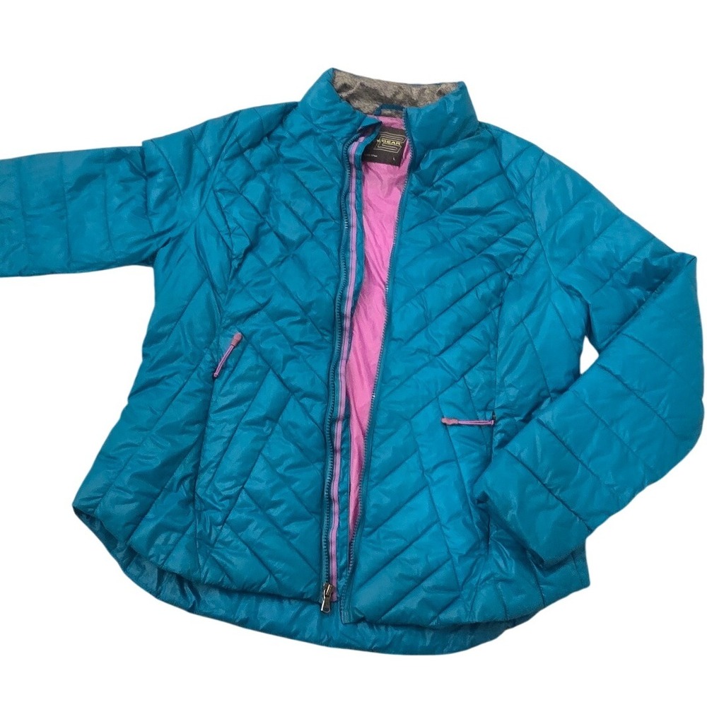 Tek Gear Women's Lightweight Quilted Puffer Jacket‎ Blue Pink L Winter Layer Ski